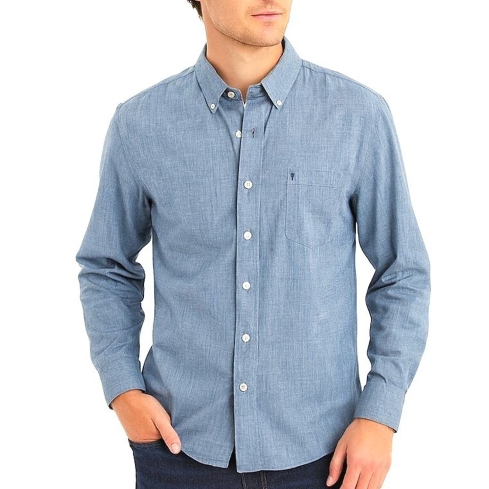 IZOD Mens Shirt XL Blue Button Up Academia Preppy Minimalist Classic Office Work